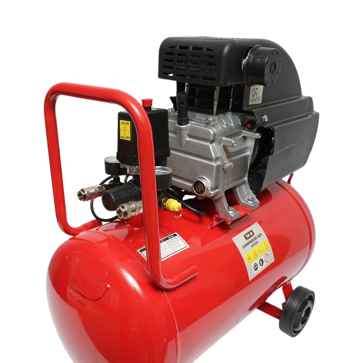 Compresor aer volum 50L, putere motor 1.5KW/2CP, presiune maxima 8 bar, volum aer aspirat 195L THOR